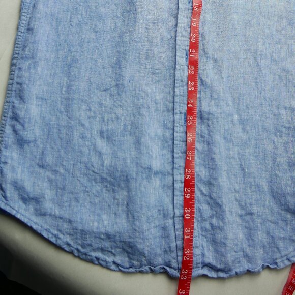 100% Linen Long Denim Blue Oxford	Medium Tall - Picture 6 of 7